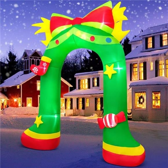 9FT Giant Christmas Inflatables Archway, Christmas Arch Blow up Decor, LED Light - Picture 4 of 6